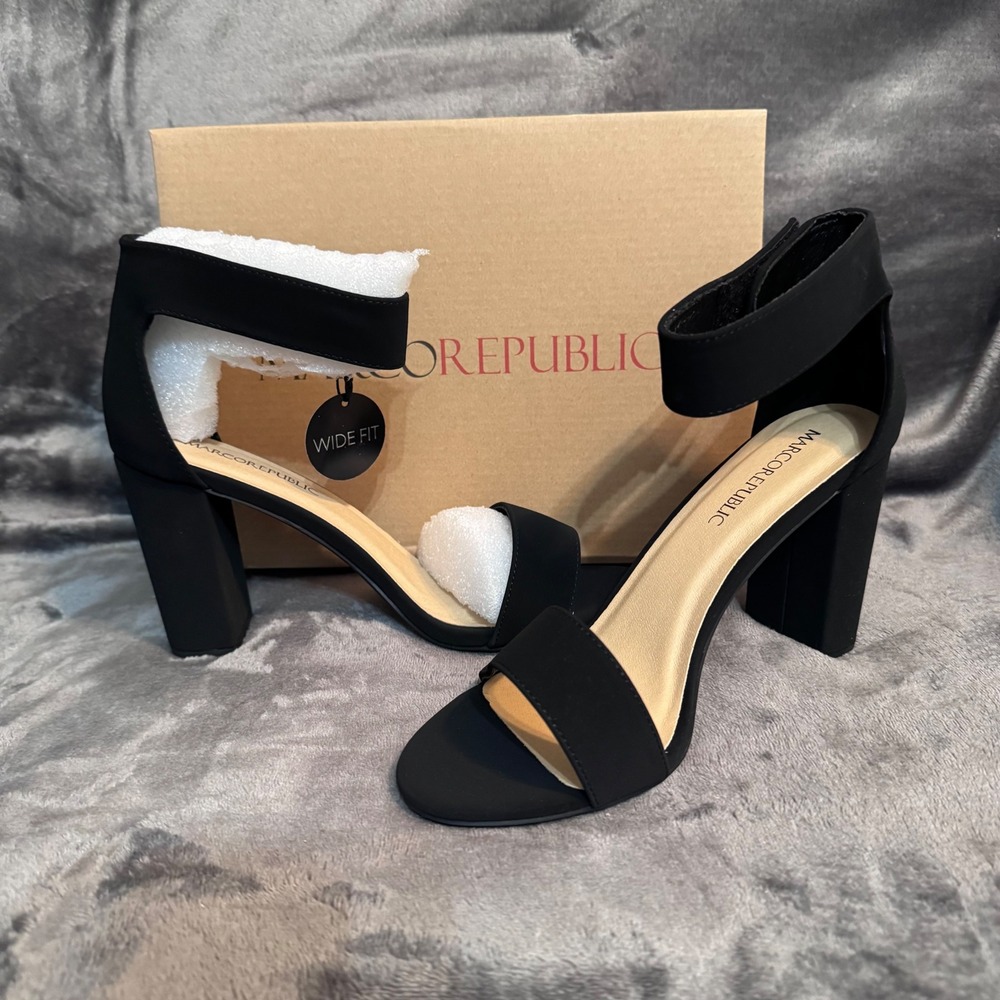 Marco Republic Womens Size 10 Wide Edmonton Chunky Block Heel Ankle Strap Heels - Picture 6 of 11
